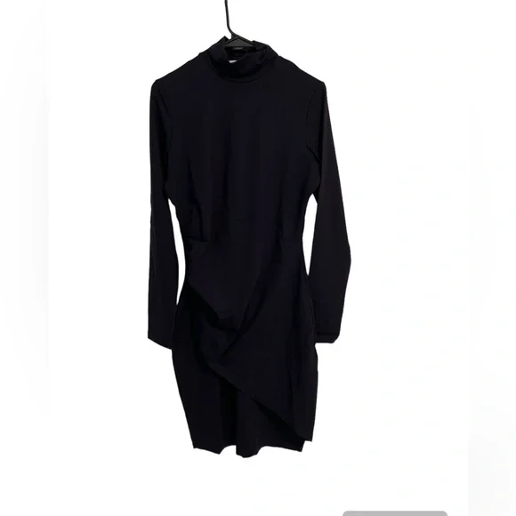 SUSANA MONACO MOCK NECK OVERLAP GATHERED DRESS - Picture 8 of 8